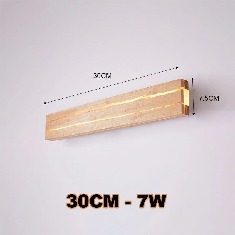 Applique Murale LED en Bois Nordique Design Fissuré