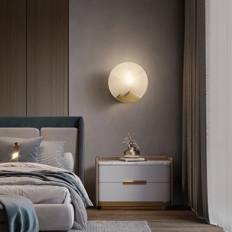 Applique Murale Marbre & Laiton – Ronde LED Nordique