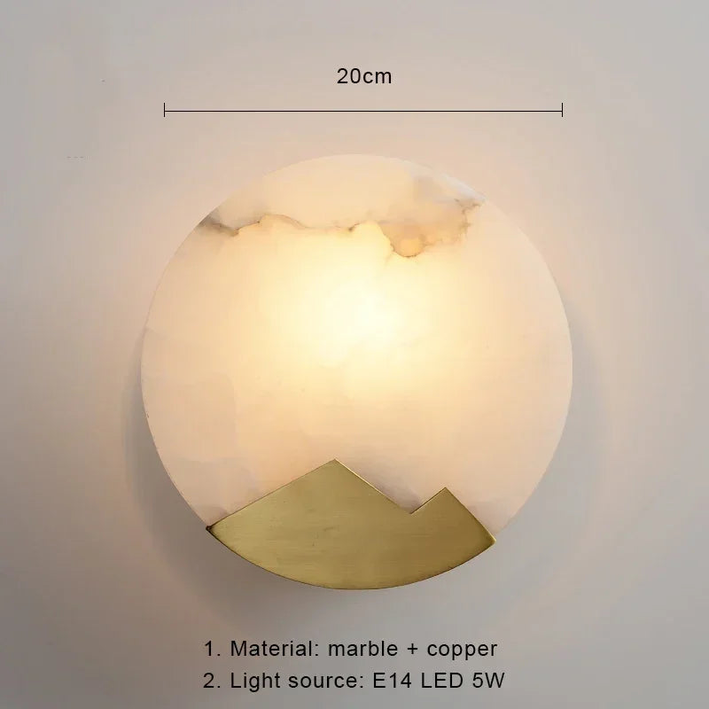 Applique Murale Marbre & Laiton – Ronde LED Nordique