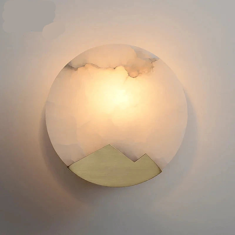 Applique Murale Marbre & Laiton – Ronde LED Nordique