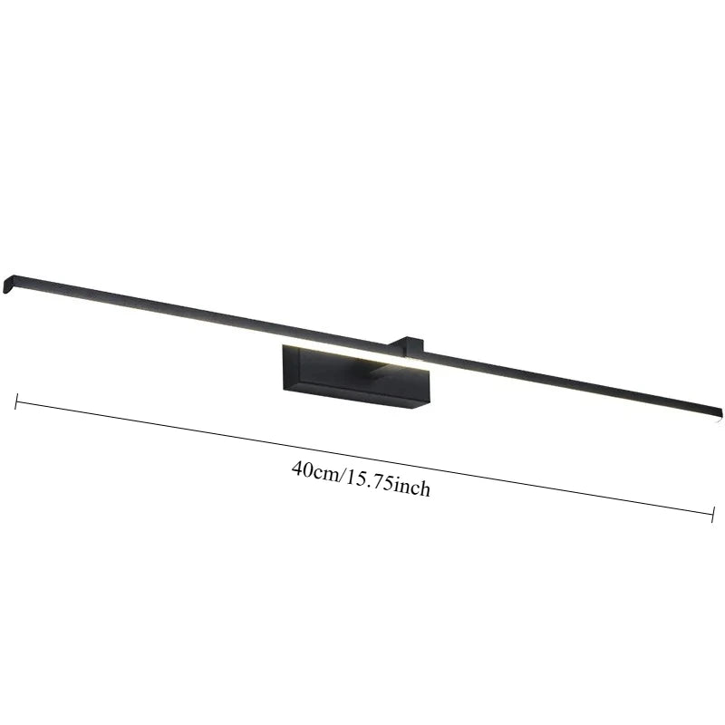 Applique Murale Miroir LED – Barre Noire 40 cm Salle de Bain