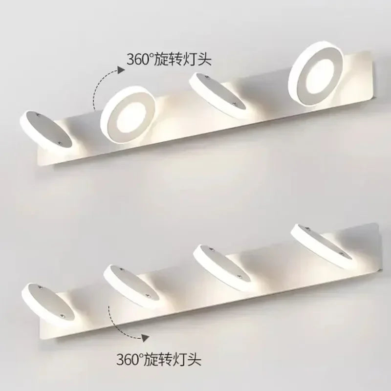 Applique Murale Miroir – Spots Orientables 360°