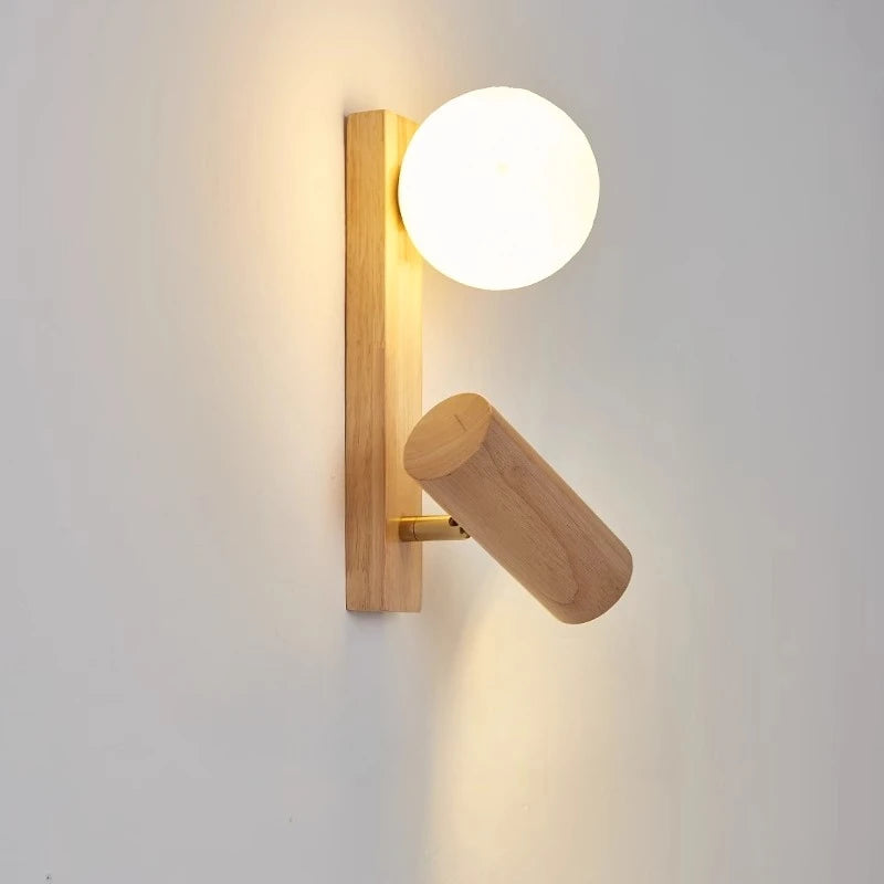 Applique Murale Oiseau Bois – Verre Blanc E27 Orientable