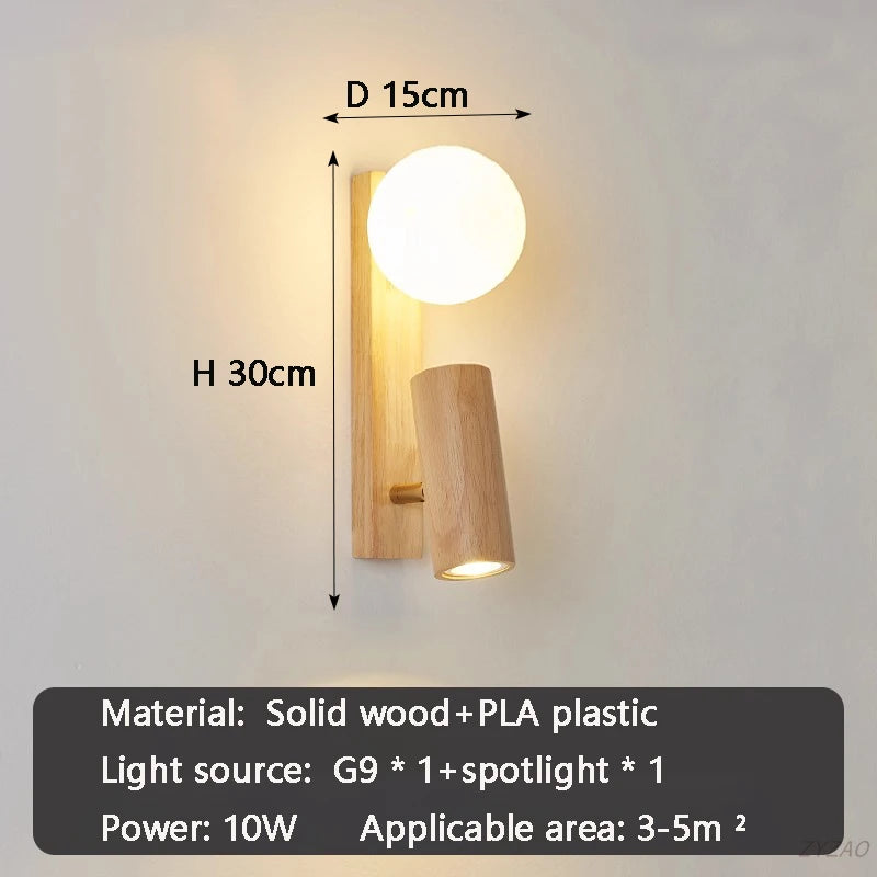 Applique Murale Oiseau Bois – Verre Blanc E27 Orientable