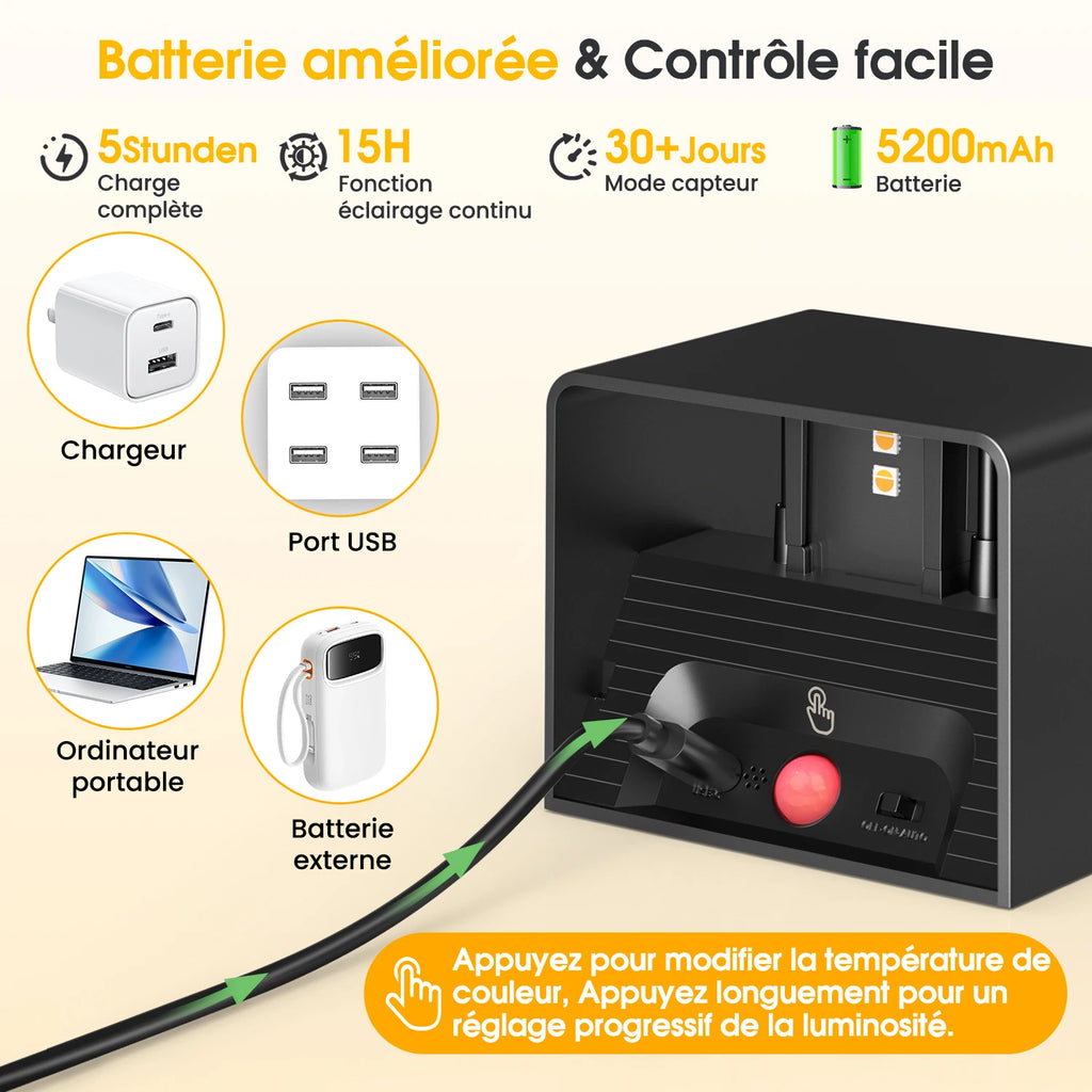 Applique Murale Rechargeable – Détecteur de Mouvement (Lot de 2)