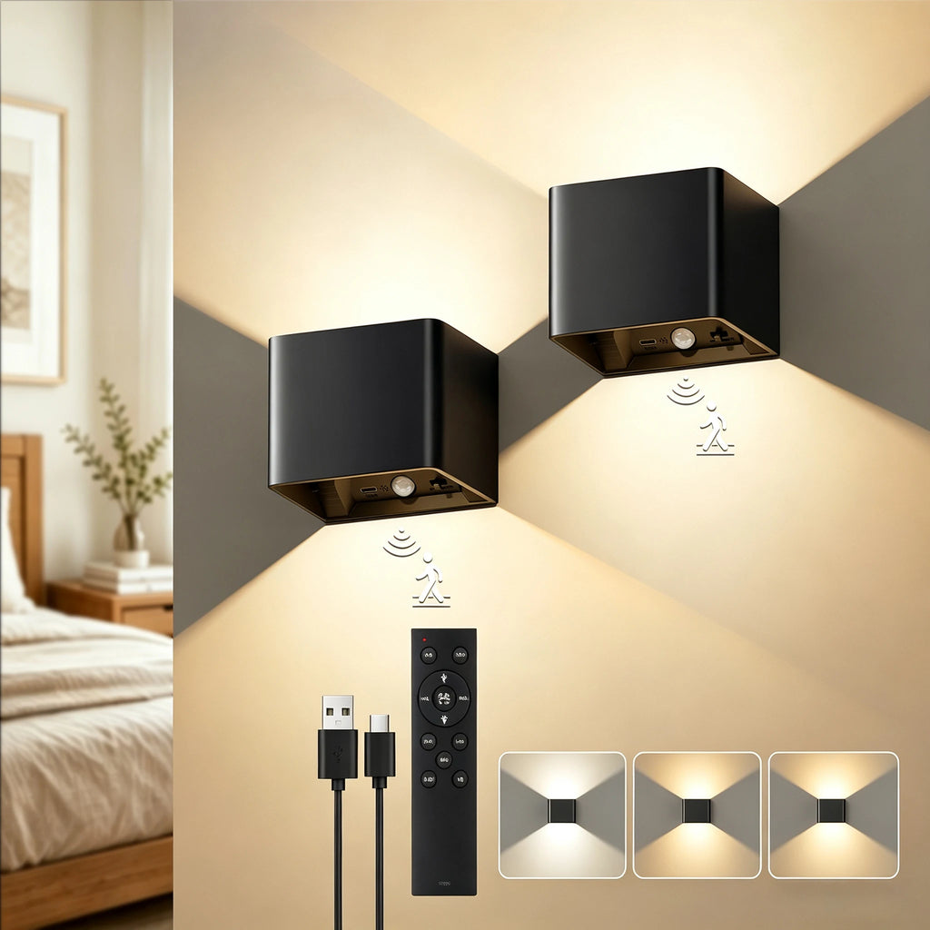 Applique Murale Rechargeable – Détecteur de Mouvement (Lot de 2)
