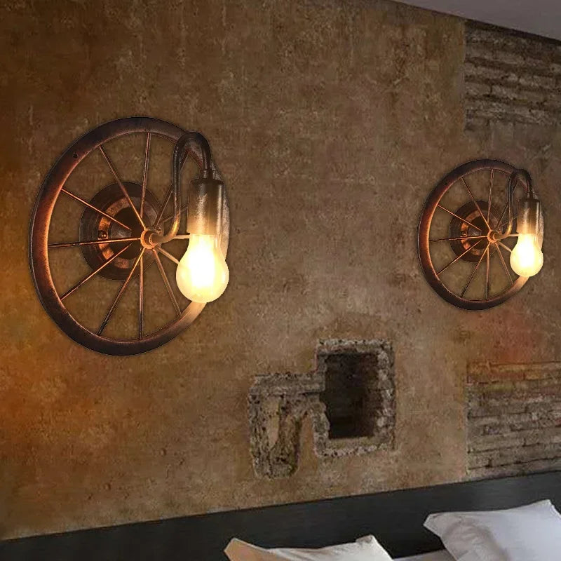 Applique Murale Roue Vintage Industrielle