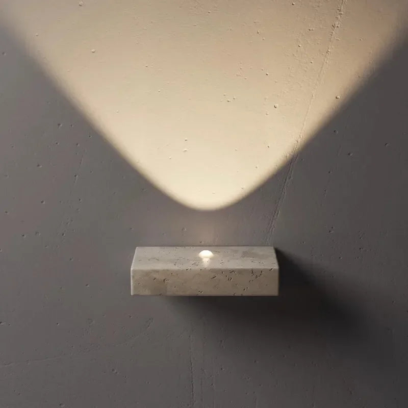 Applique Murale Travertin LED – Pierre Naturelle Wabi-Sabi