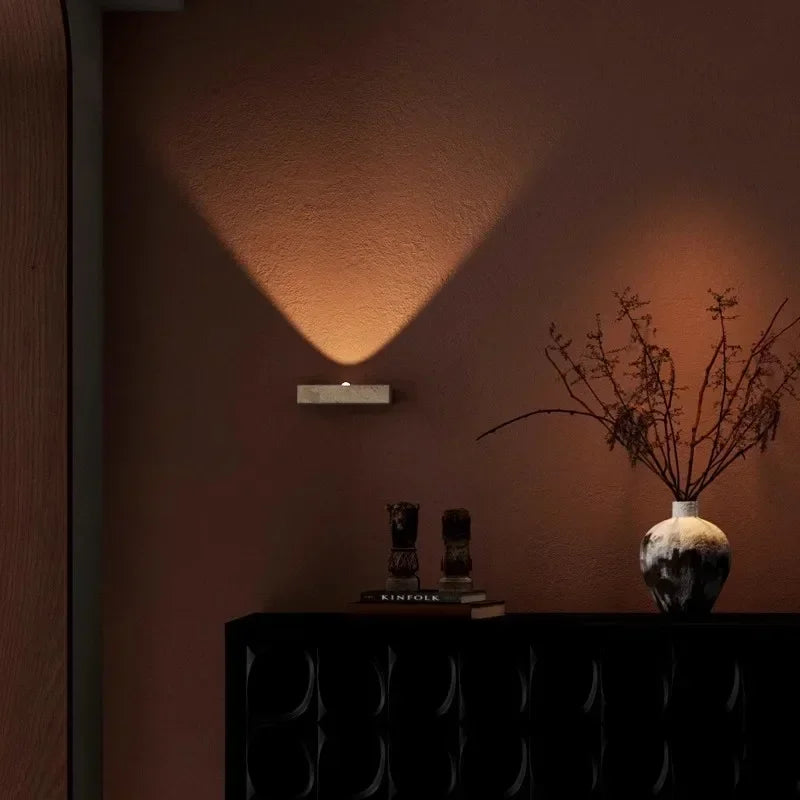 Applique Murale Travertin LED – Pierre Naturelle Wabi-Sabi