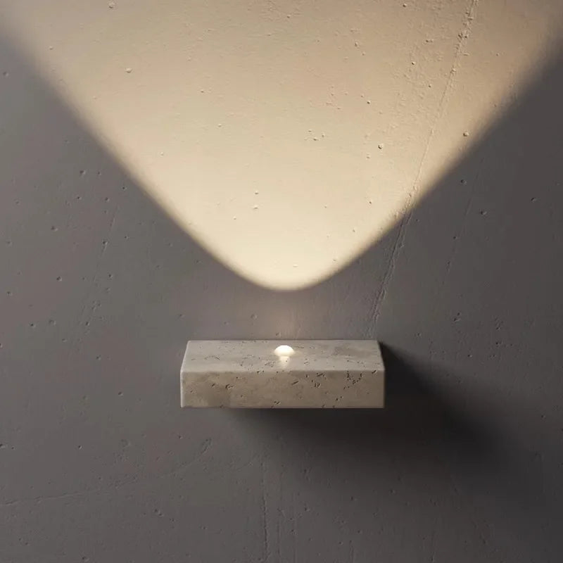 Applique Murale Travertin LED – Pierre Naturelle Wabi-Sabi