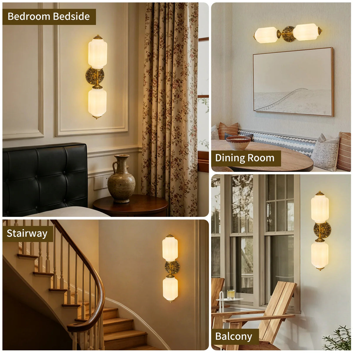 Applique Murale Verre Opalin – Rétro Nordique E14