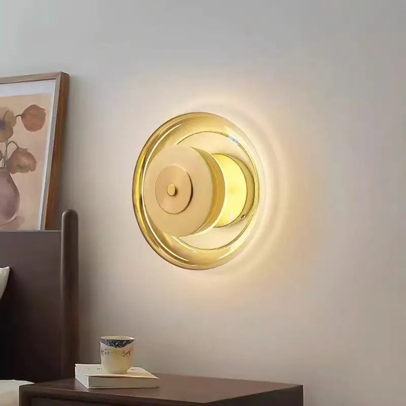 Applique Murale en Verre Noir et Doré LED Multicolore