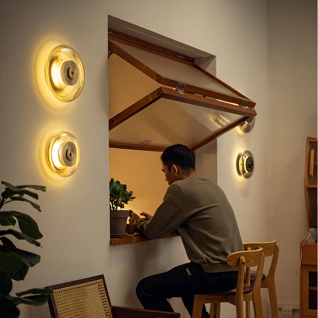 Applique Murale en Verre Noir et Doré LED Multicolore