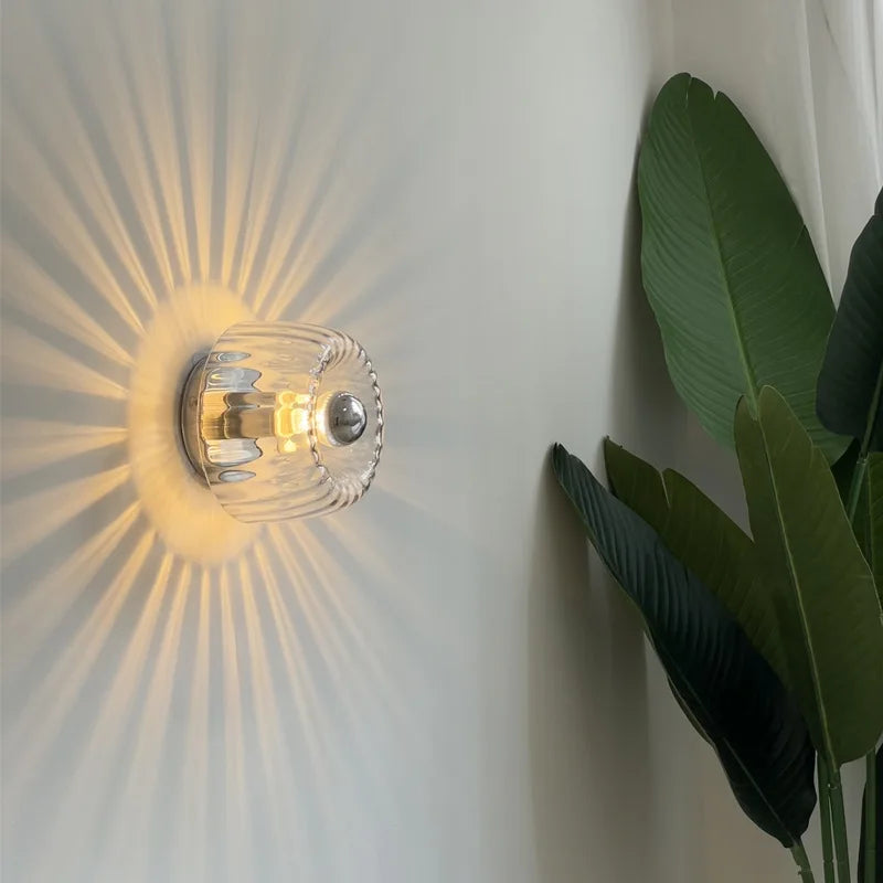 Applique murale Bauhaus en verre et métal LED – lampe moderne décorative