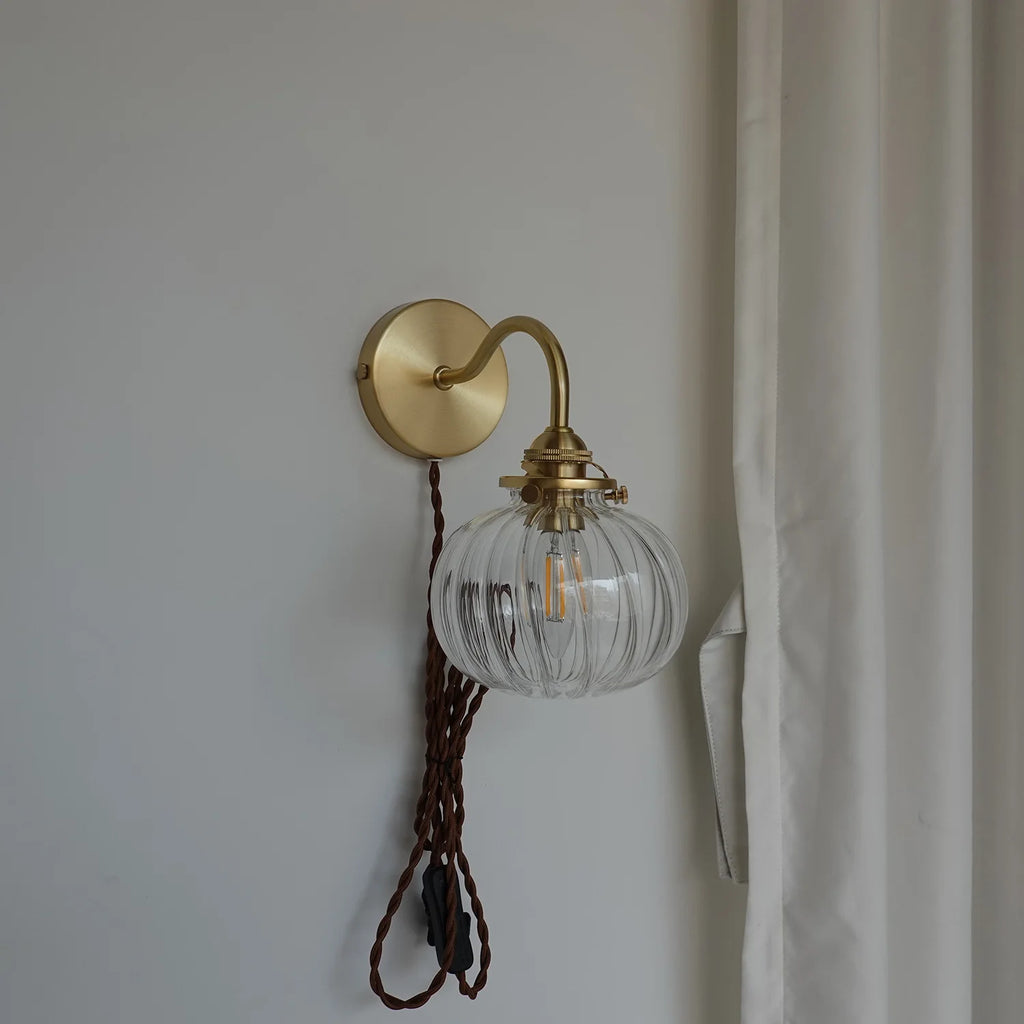 Applique murale LED art déco – Lampe murale design verre et cuivre