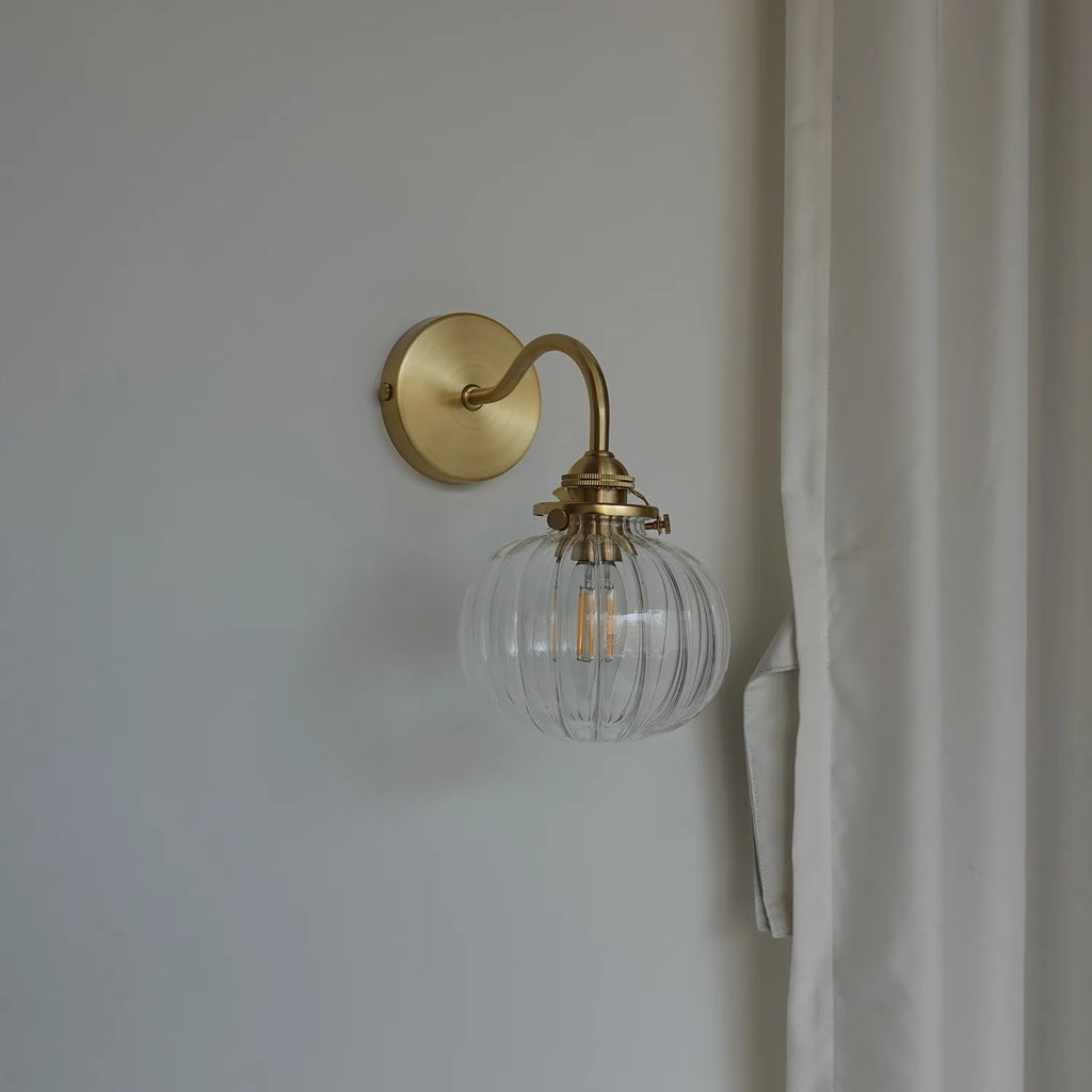Applique murale LED art déco – Lampe murale design verre et cuivre