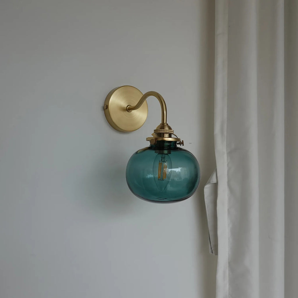 Applique murale LED art déco – Lampe murale design verre et cuivre