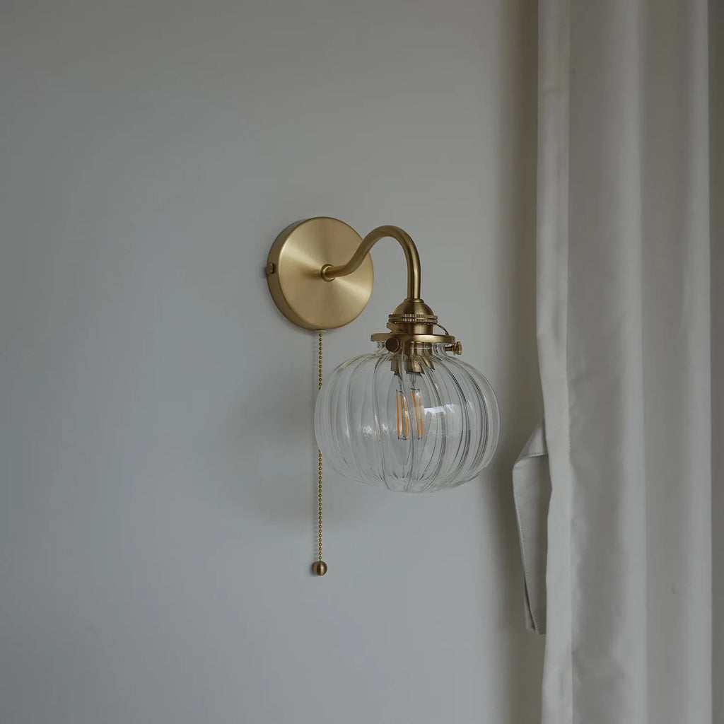 Applique murale LED art déco – Lampe murale design verre et cuivre