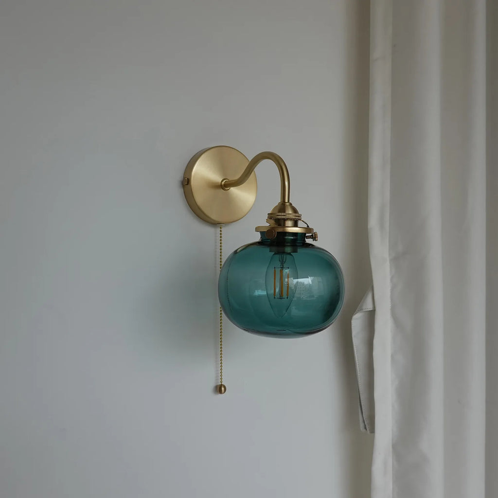 Applique murale LED art déco – Lampe murale design verre et cuivre