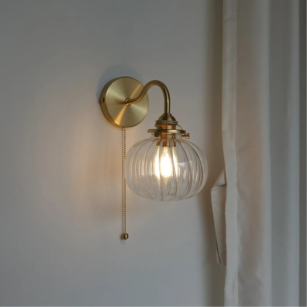 Applique murale LED art déco – Lampe murale design verre et cuivre