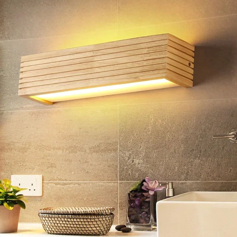 Applique murale LED bois – Lampe miroir salle de bain scandinave