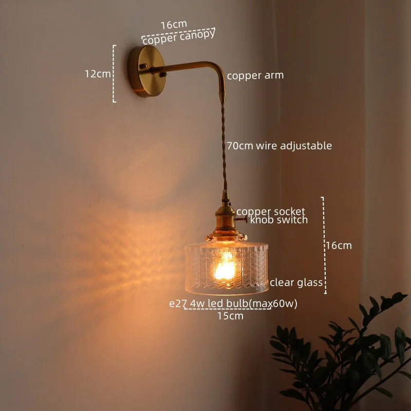 Applique murale LED cuivre et verre