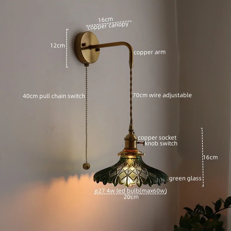 Applique murale LED cuivre et verre