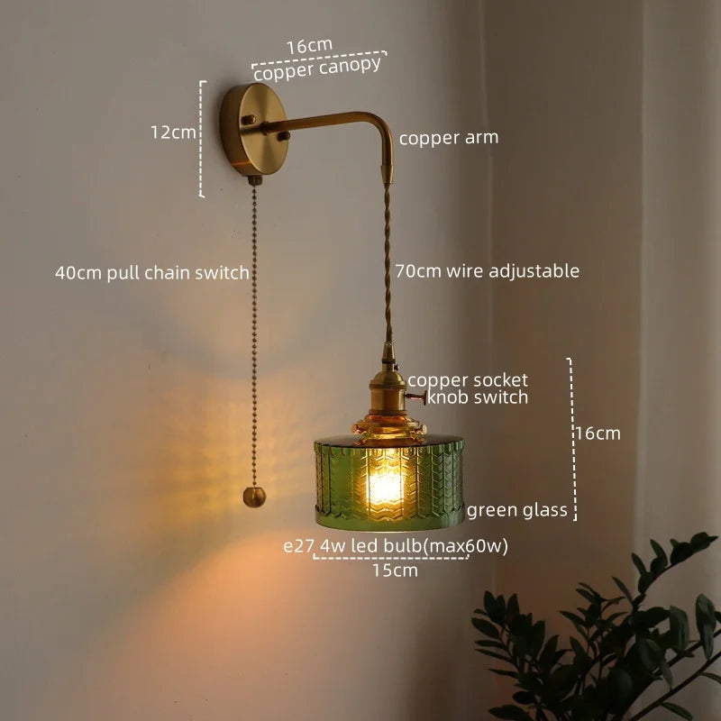 Applique murale LED cuivre et verre
