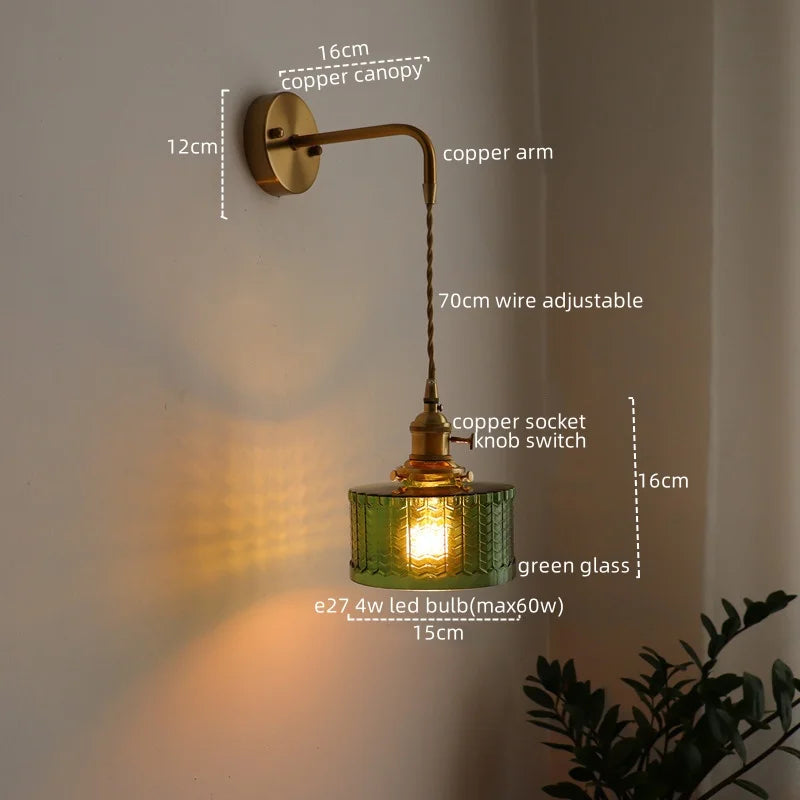 Applique murale LED cuivre et verre