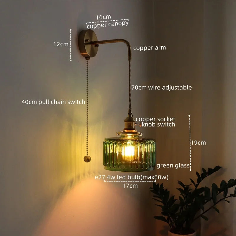 Applique murale LED cuivre et verre