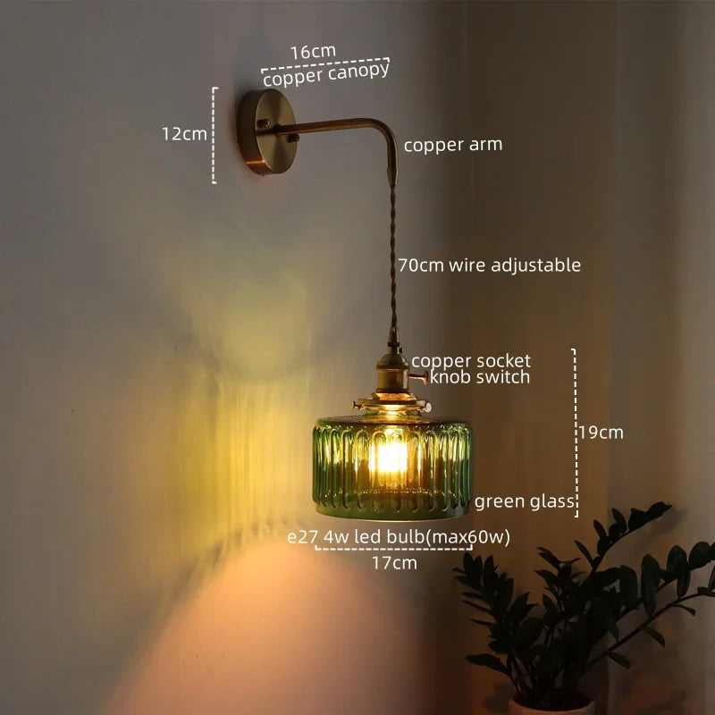 Applique murale LED cuivre et verre