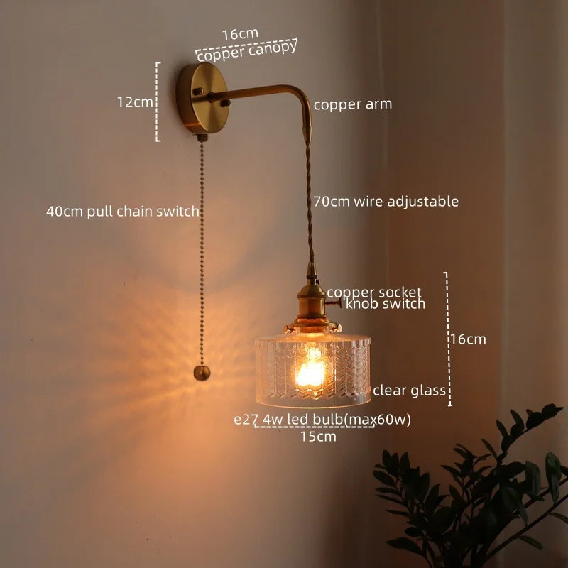 Applique murale LED cuivre et verre