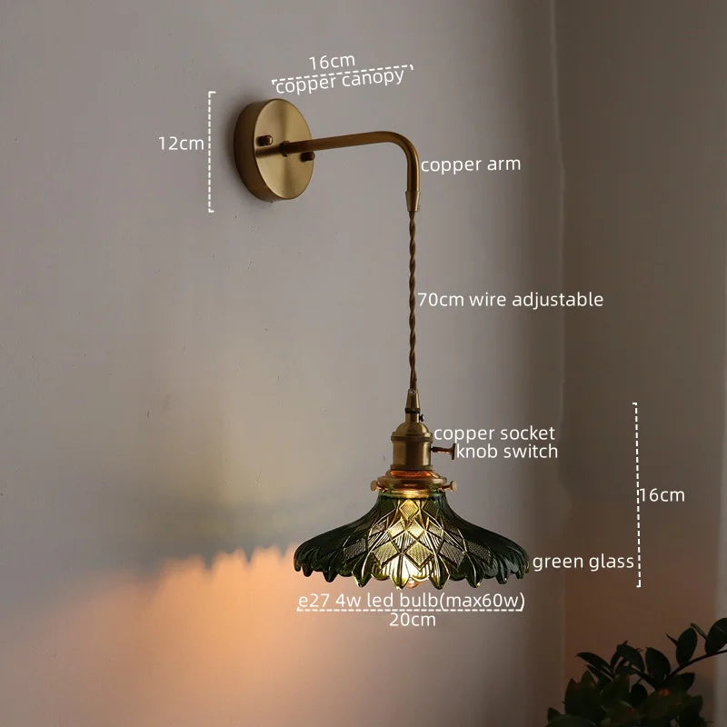 Applique murale LED cuivre et verre
