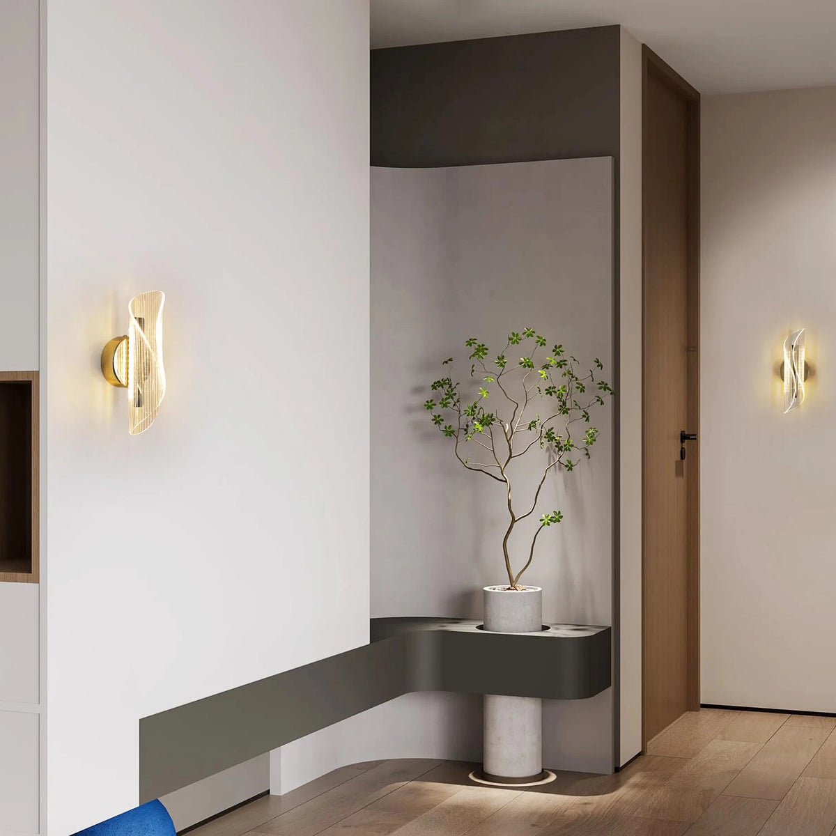 Applique murale LED dorée 12W