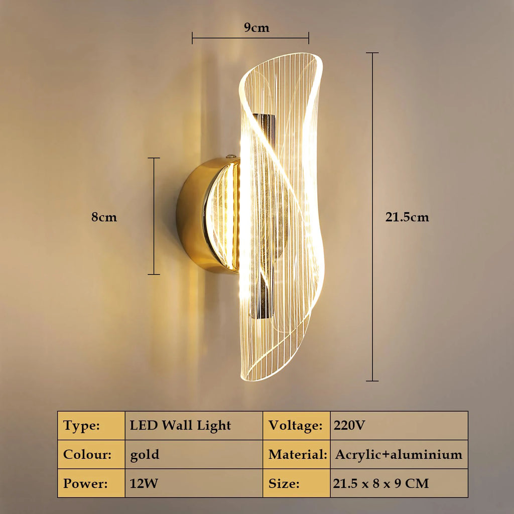 Applique murale LED dorée 12W
