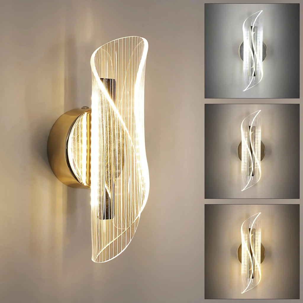 Applique murale LED dorée 12W
