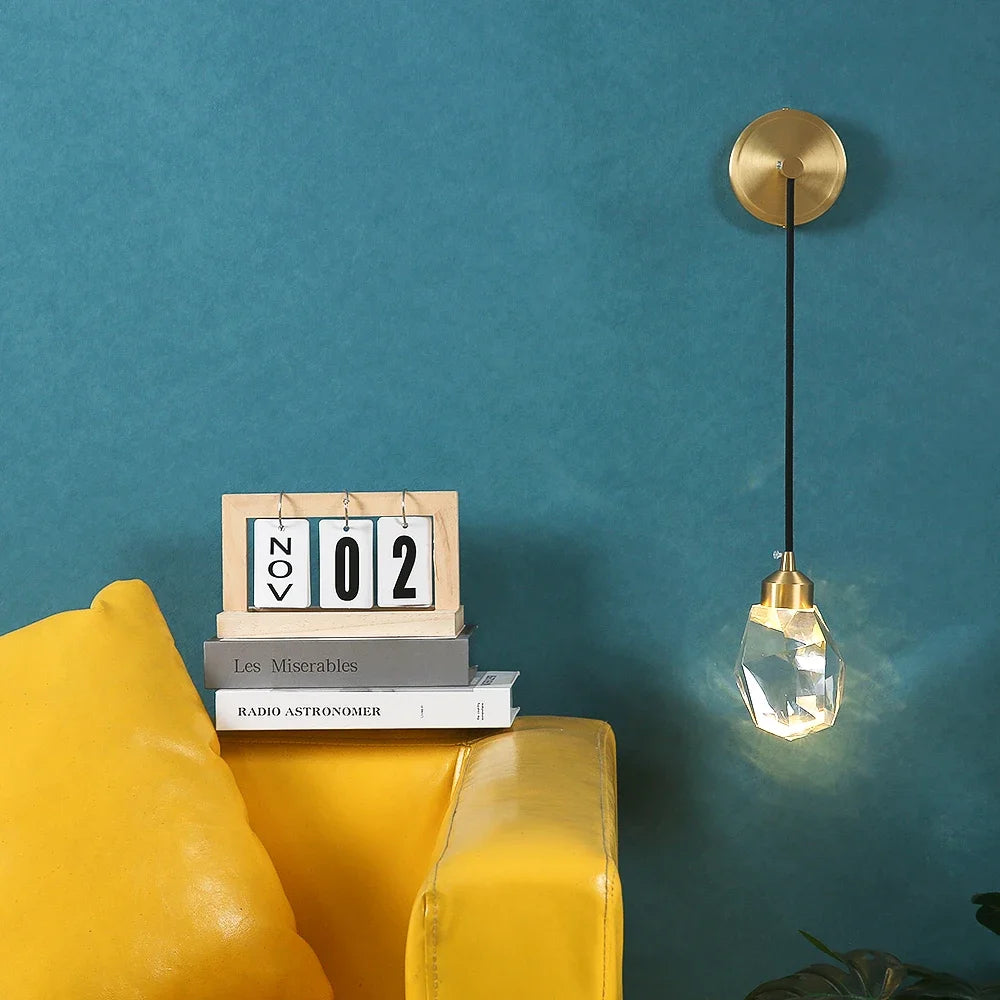 Applique murale LED en cristal doré – lampe design moderne élégante