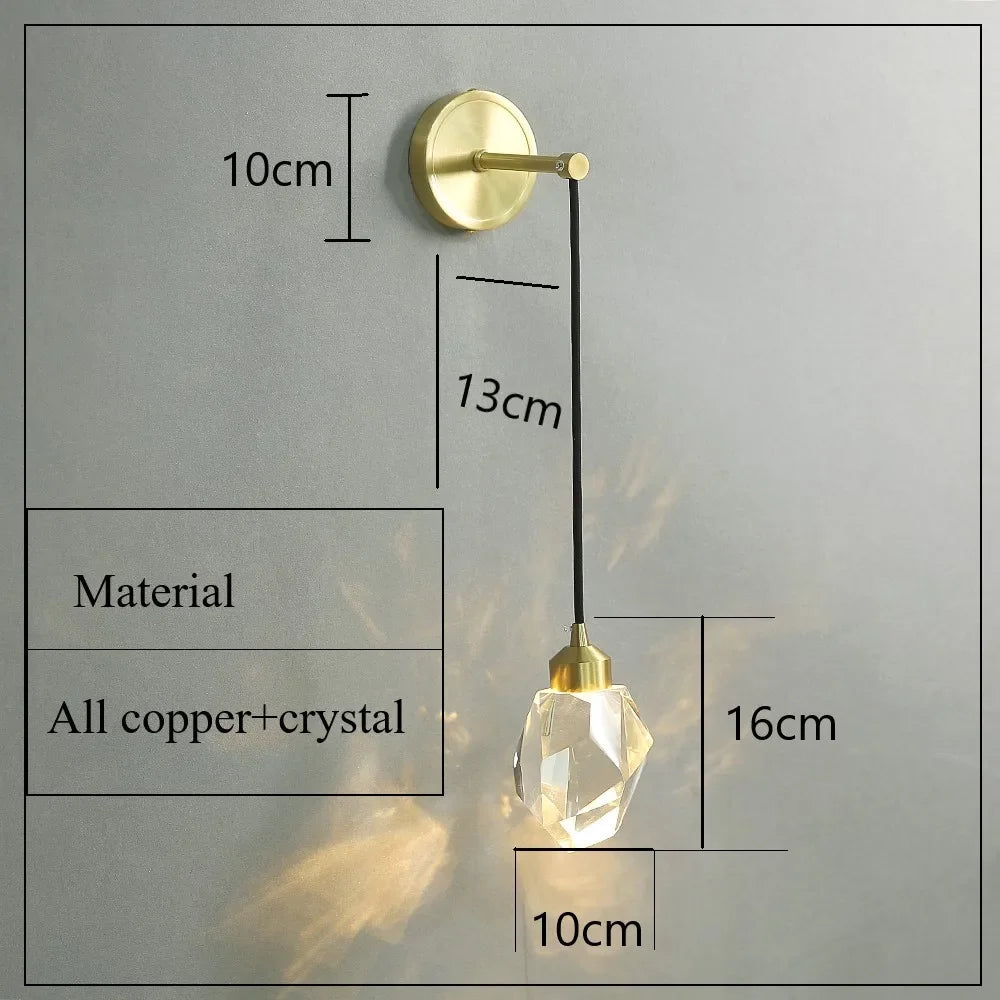 Applique murale LED en cristal doré – lampe design moderne élégante