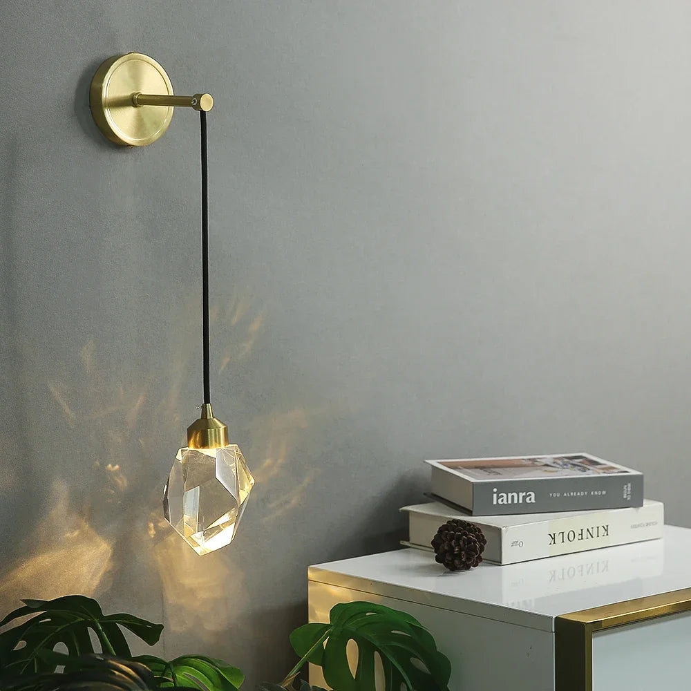 Applique murale LED en cristal doré – lampe design moderne élégante