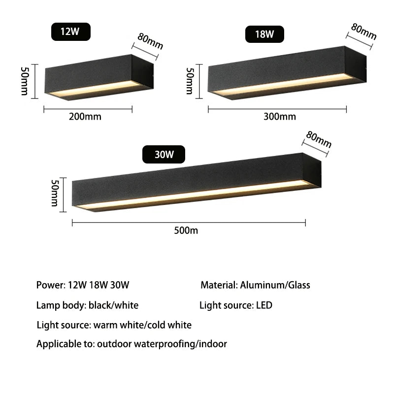 Applique murale LED extérieure IP65 – Lampe aluminium étanche