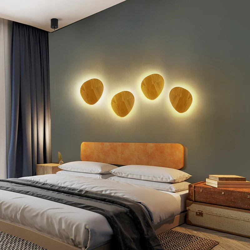 Applique murale LED japonaise bois ronde