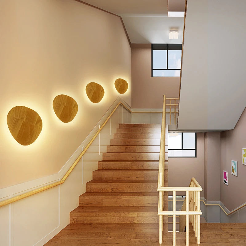 Applique murale LED japonaise bois ronde