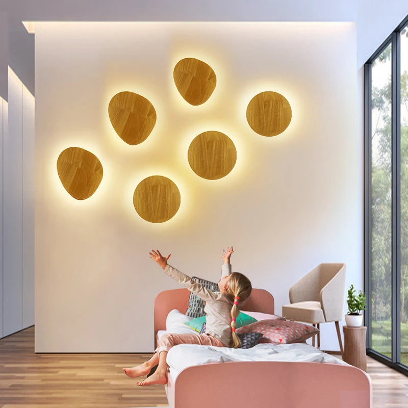 Applique murale LED japonaise bois ronde
