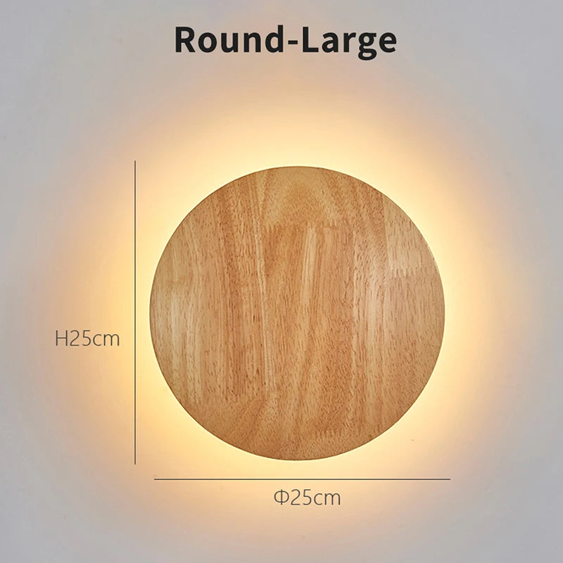 Applique murale LED japonaise bois ronde