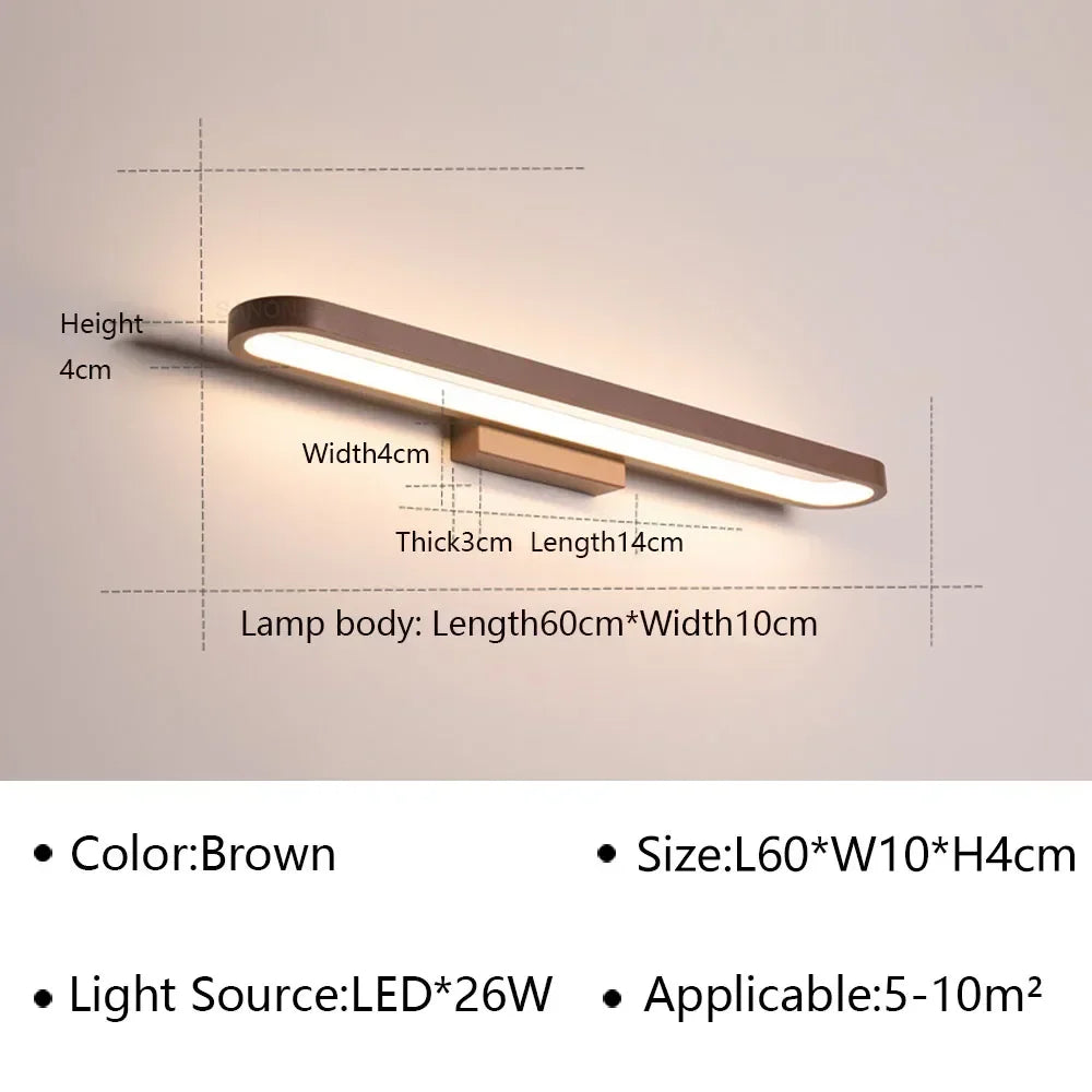 Applique murale LED moderne aluminium pour miroir salle de bain design