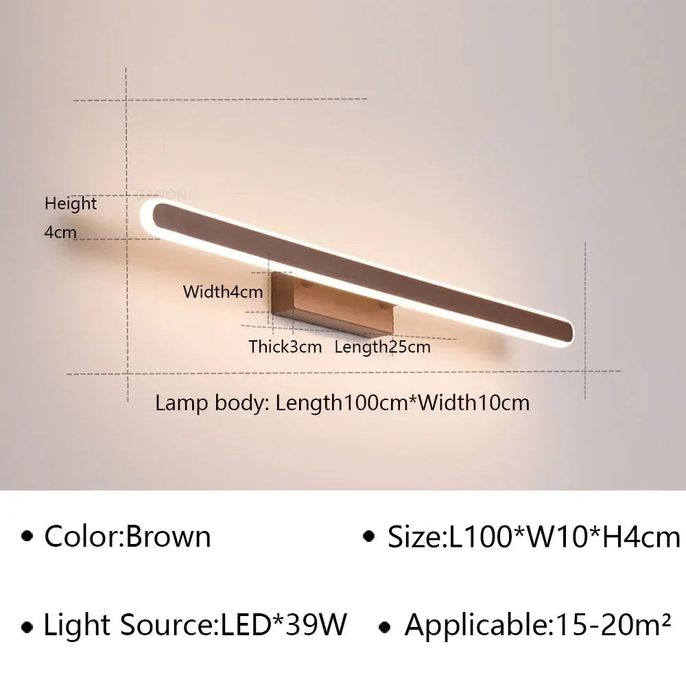 Applique murale LED moderne aluminium pour miroir salle de bain design