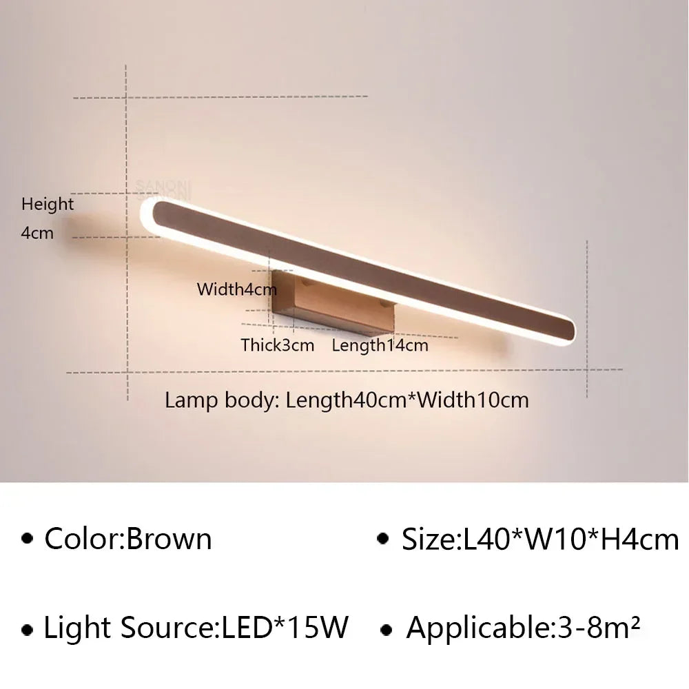 Applique murale LED moderne aluminium pour miroir salle de bain design