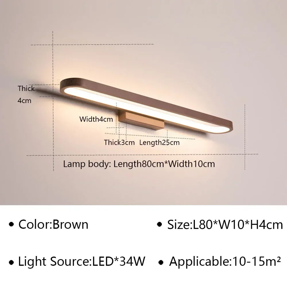 Applique murale LED moderne aluminium pour miroir salle de bain design