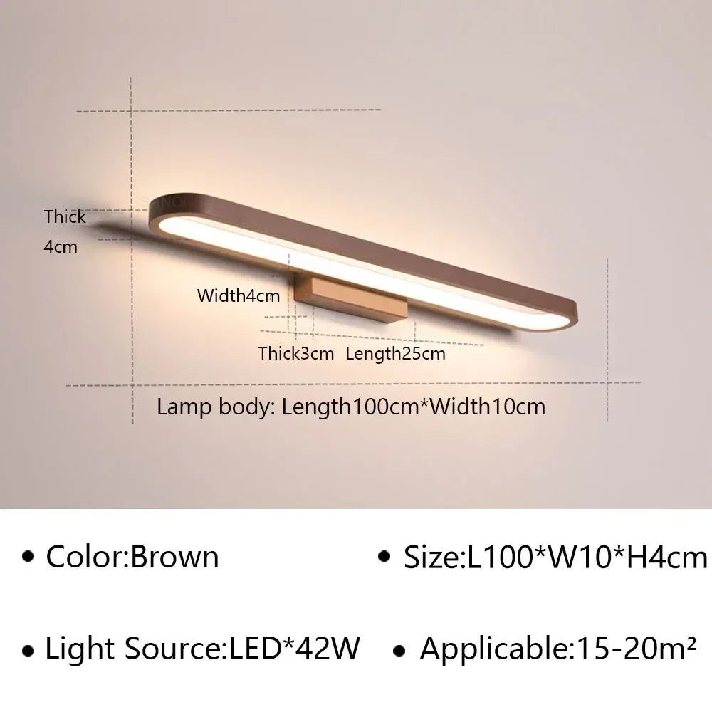 Applique murale LED moderne aluminium pour miroir salle de bain design