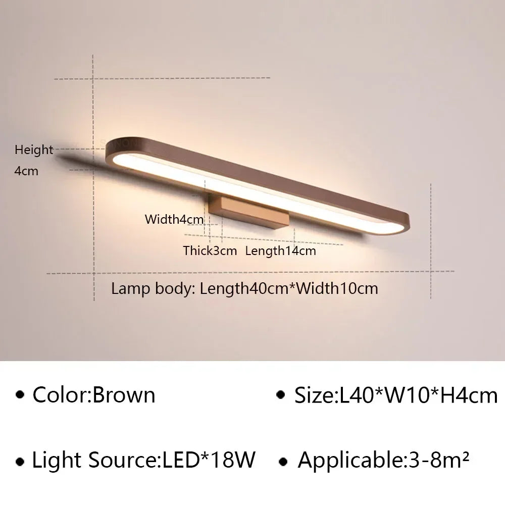 Applique murale LED moderne aluminium pour miroir salle de bain design